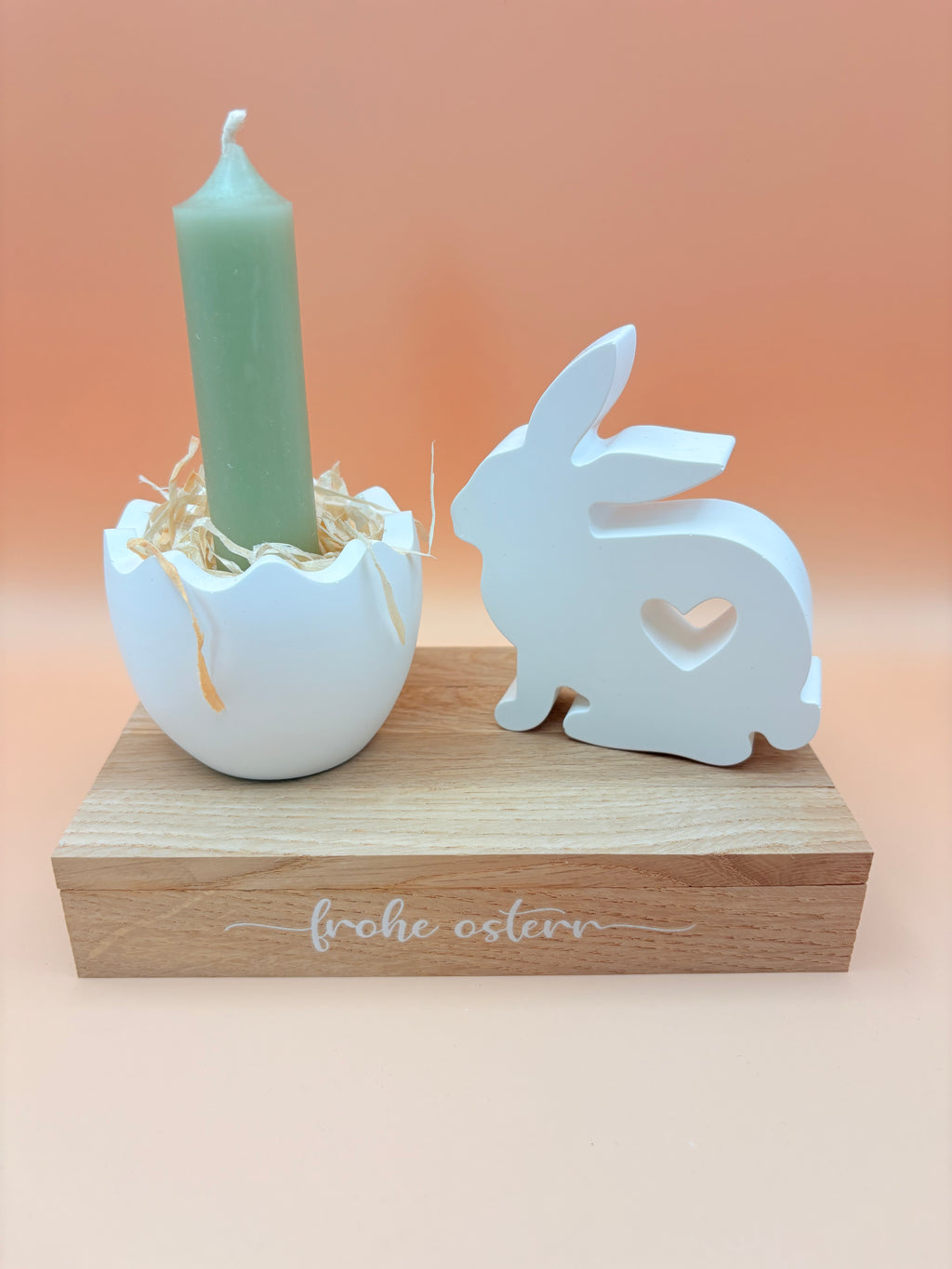 Osterei mit Kerze und Hase - Osterdekoration