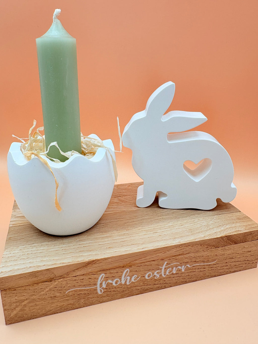Osterei mit Kerze und Hase - Osterdekoration