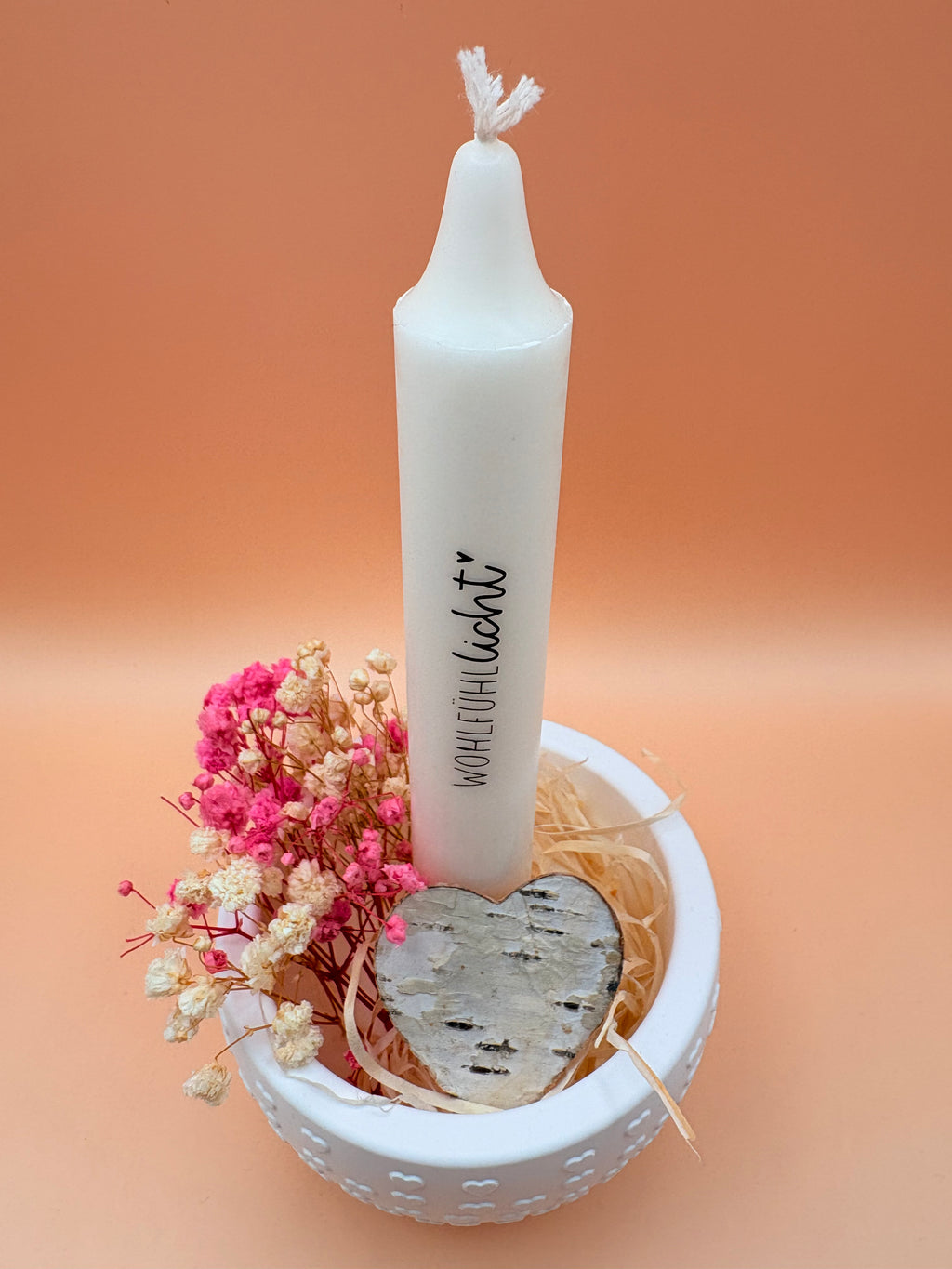 "Wohlfühllicht" Herzschale mit Kerze
