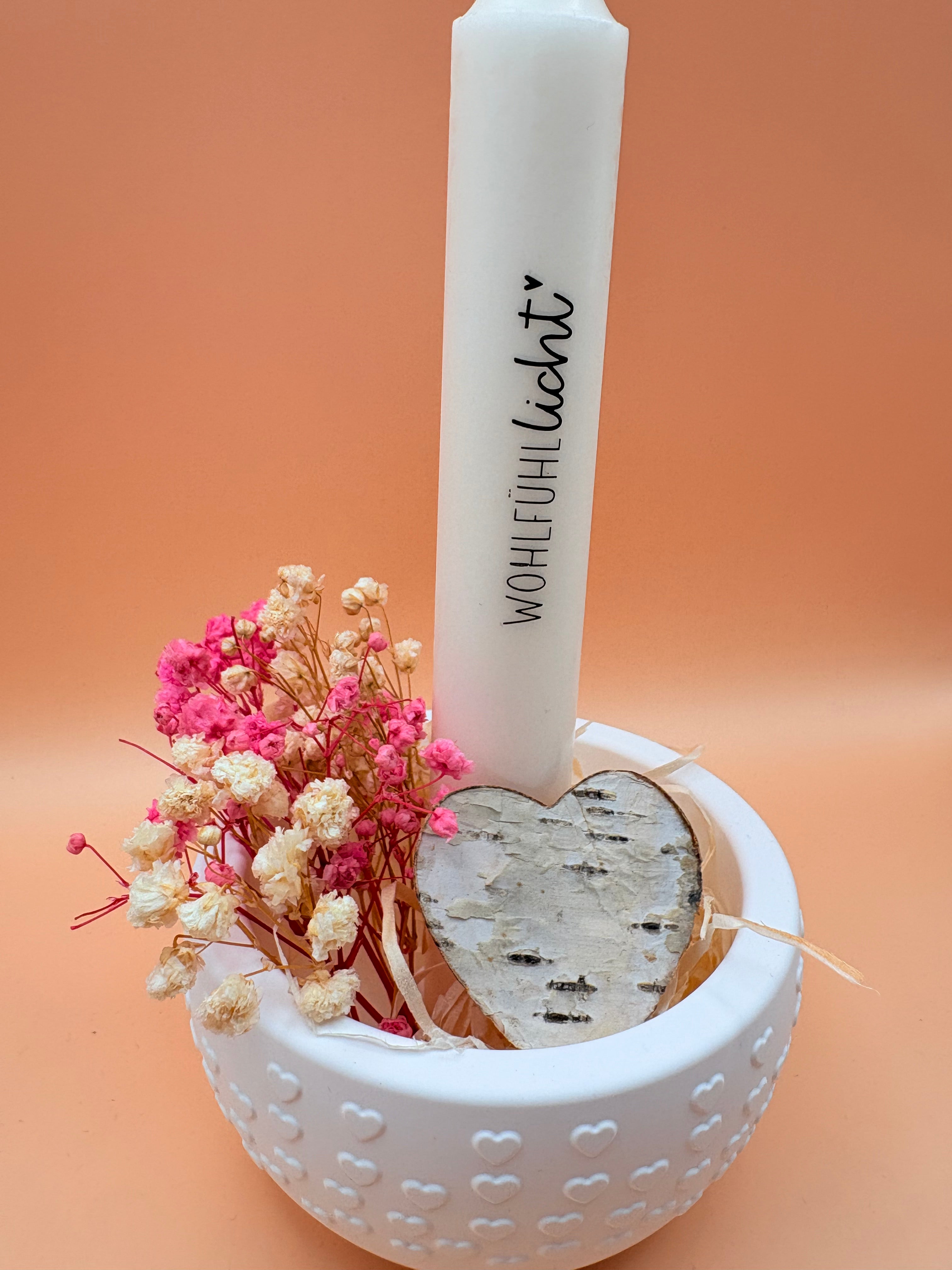 "Wohlfühllicht" Herzschale mit Kerze