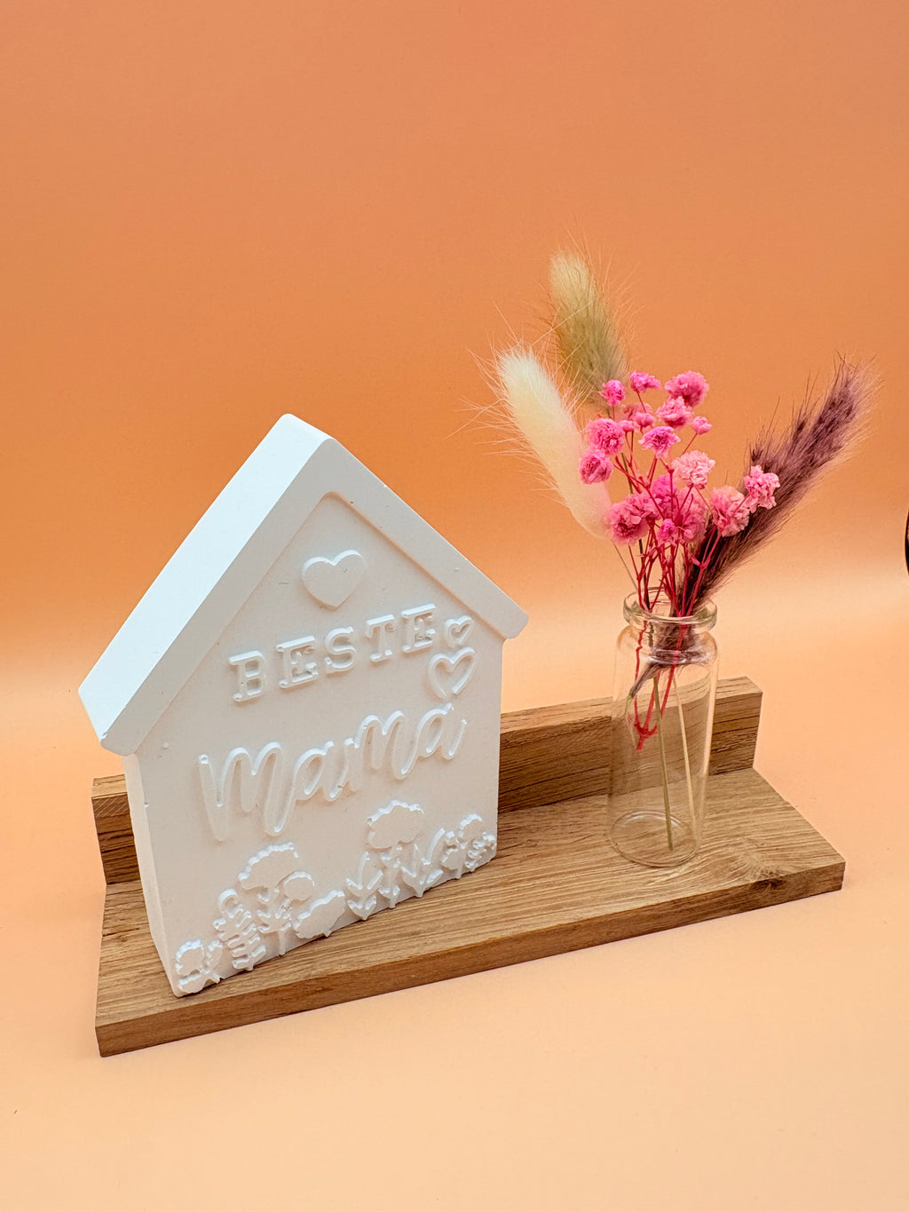Dekohaus "Beste Mama" mit Blumendeko - Muttertags Geschenk