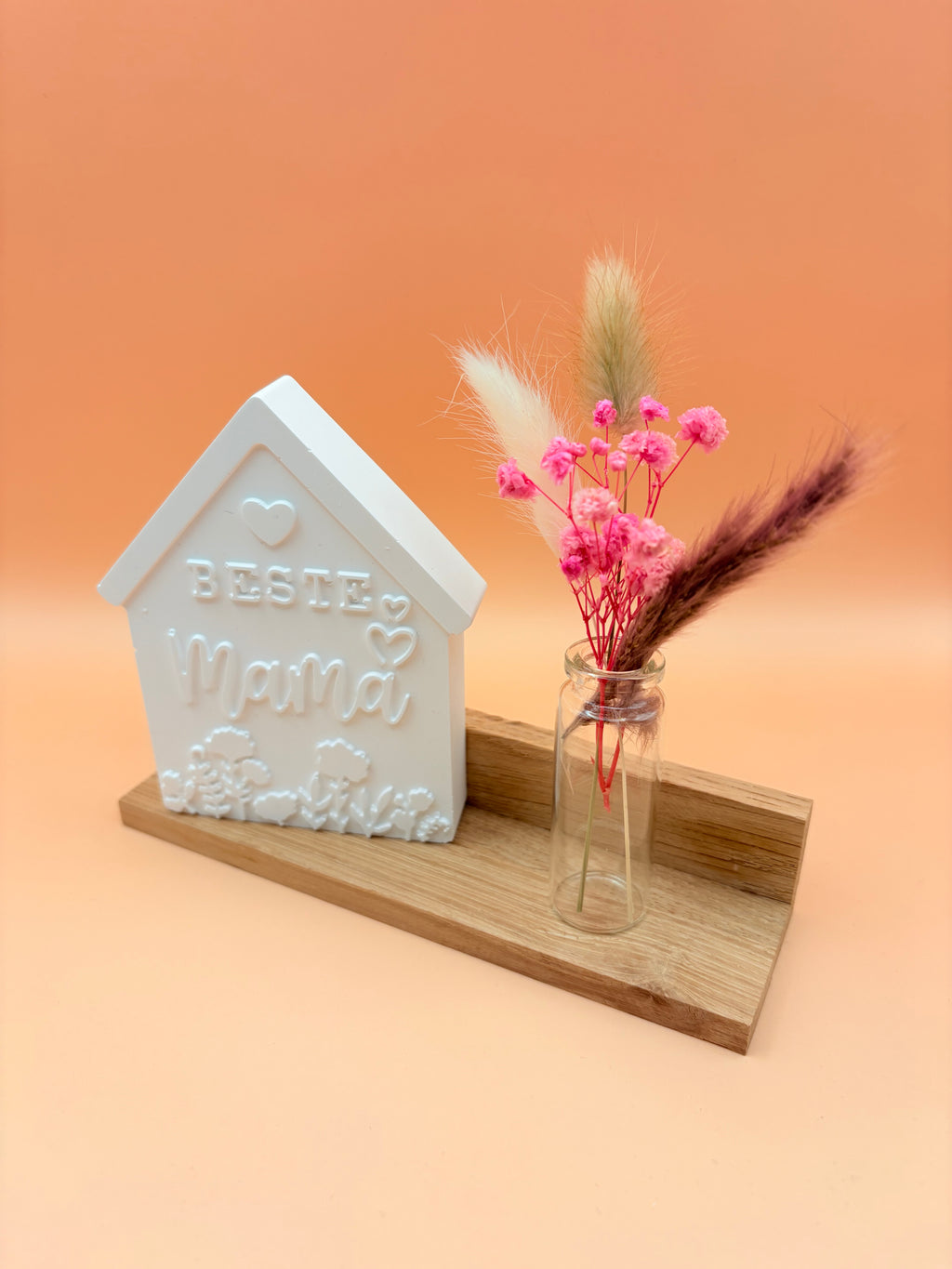 Dekohaus "Beste Mama" mit Blumendeko - Muttertags Geschenk