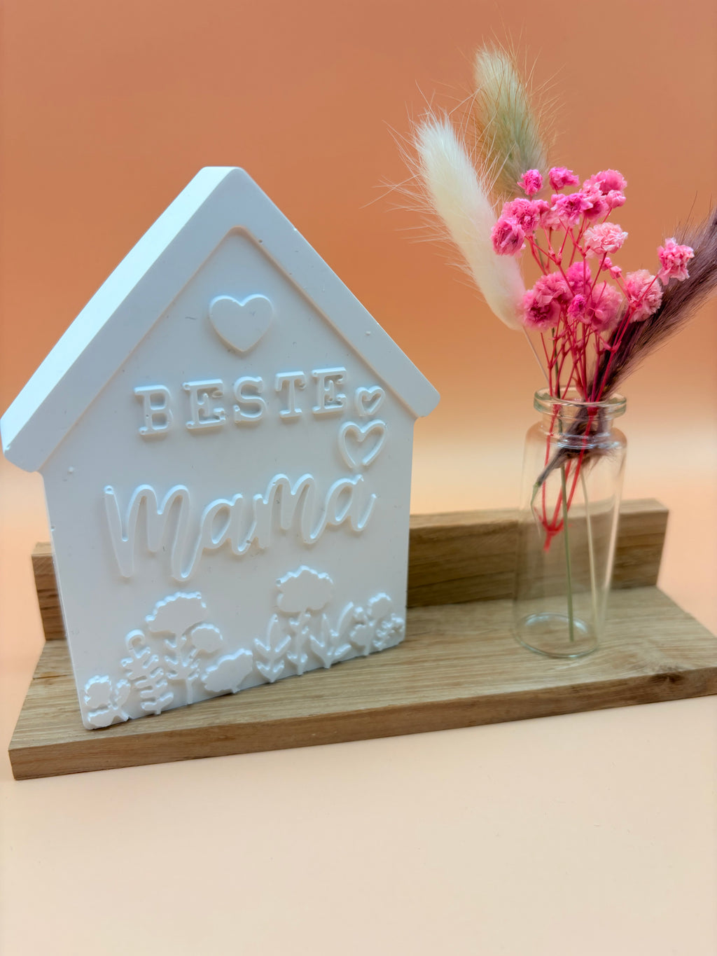Dekohaus "Beste Mama" mit Blumendeko - Muttertags Geschenk